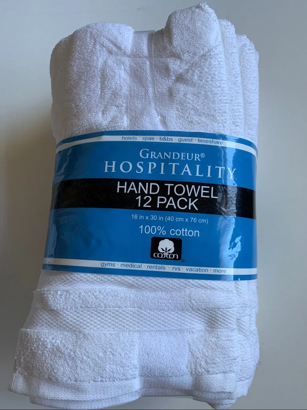 NWT GRANDEUR Hand Towels 12-Pack Hotel Grade 100% Cotton